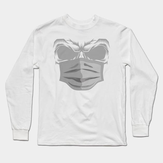 Skull With Mask Long Sleeve T-Shirt by Hariolf´s Mega Store